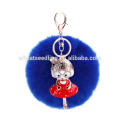 Cell Phone Decoration Real Rabbit Fur pom poms Keychain / fourrure de lapin en gros